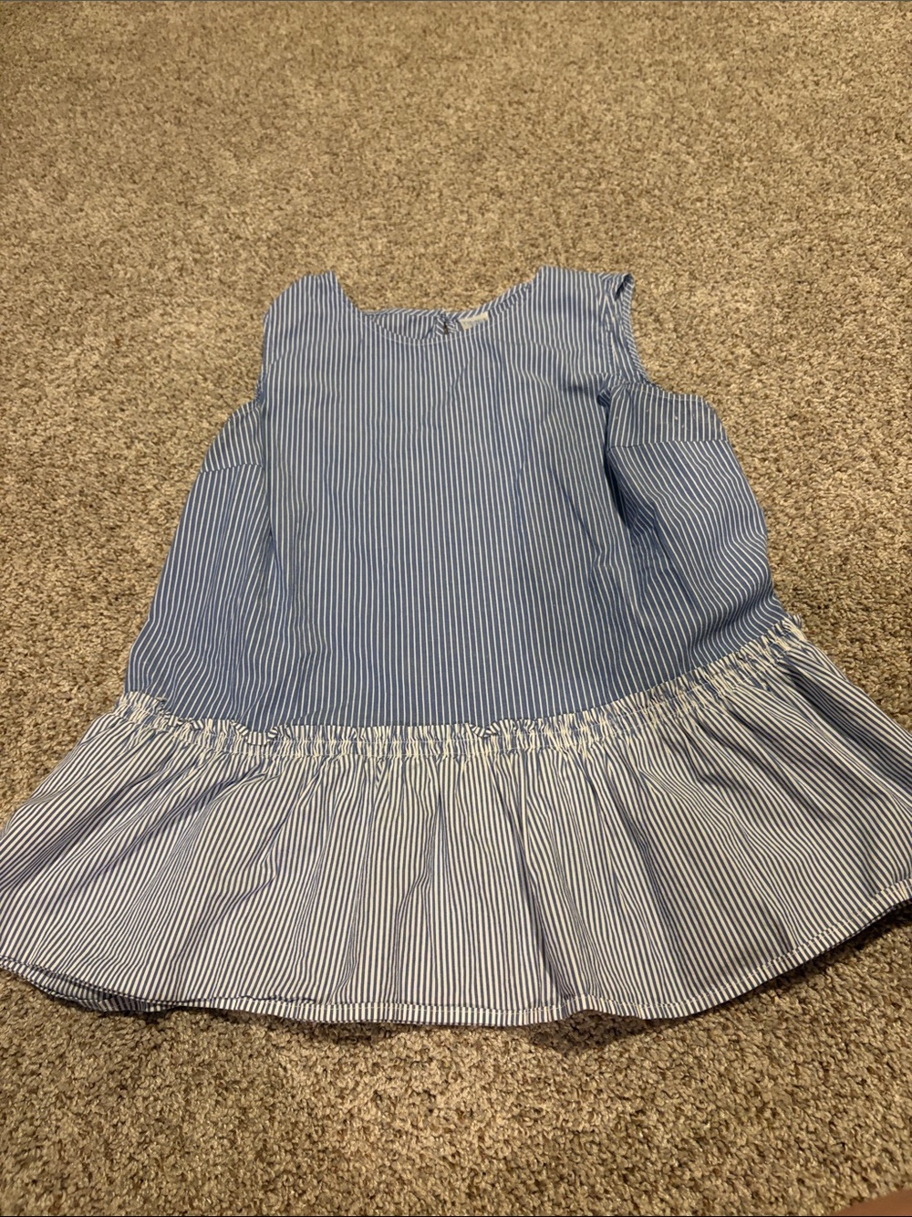 Time and Tru Blue and White Striped Cold-Shoulder Peplum Top